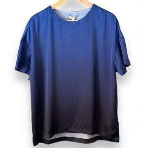 Badgley Mishcka Luxurious Loungewear 100% Silk Blue Ombré Sz XL